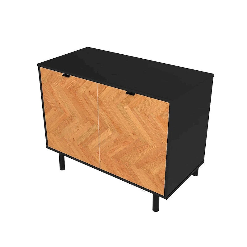 Mid-Century-Akzentschrank mit Türen mit Soft-Close-Funktion und Metallbeinen