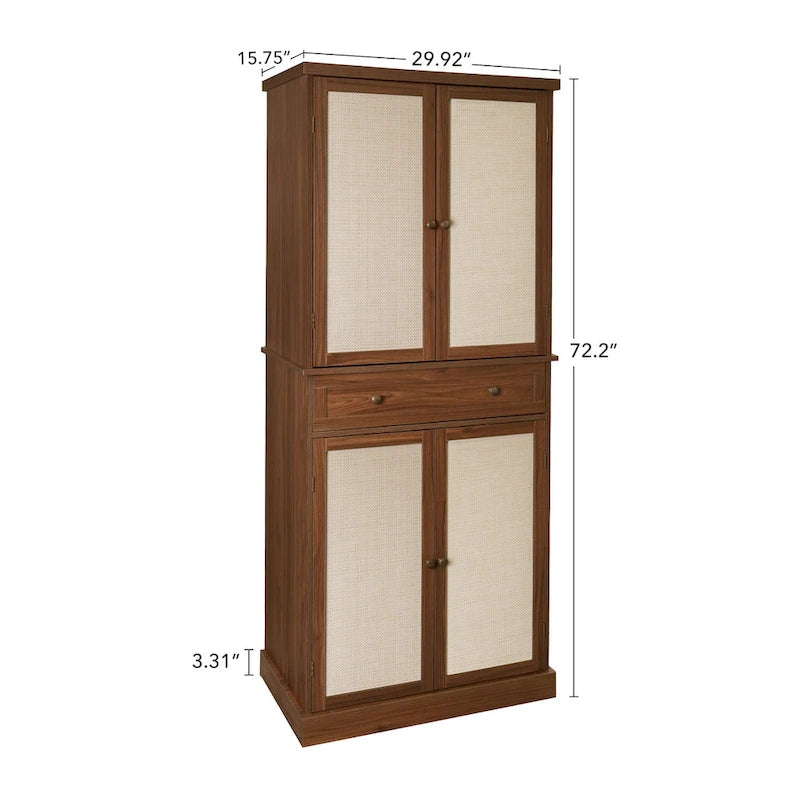 4 Door Cabinet with 1 Drawer, with 4 Adjustable Inner Shelves, Storage Cabinet