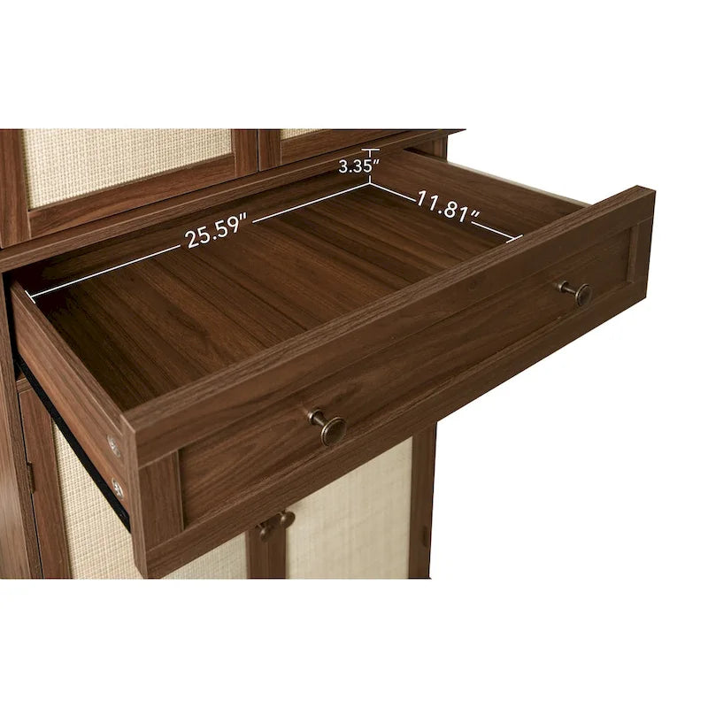 4 Door Cabinet with 1 Drawer, with 4 Adjustable Inner Shelves, Storage Cabinet