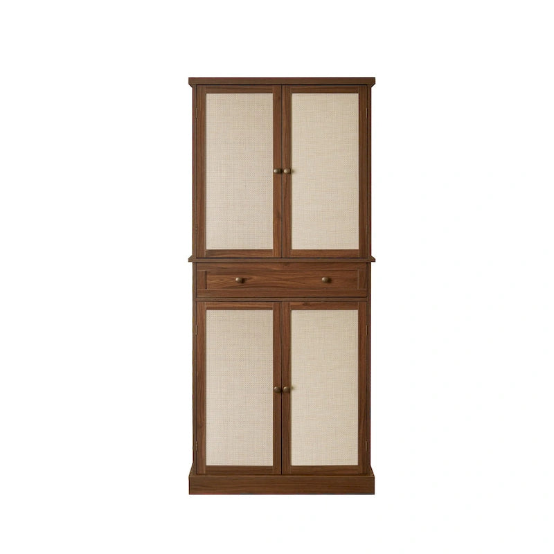 4 Door Cabinet with 1 Drawer, with 4 Adjustable Inner Shelves, Storage Cabinet