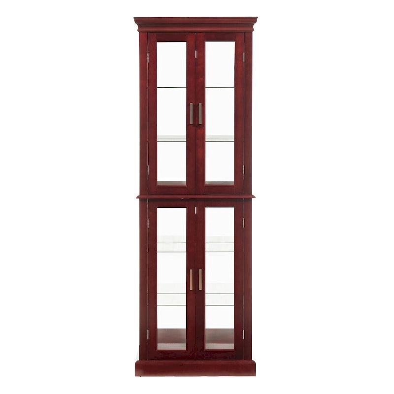 Lighted Curio Diapaly Cabinet,Adjustable Shelves,Mirrored Back Panel,Tempered Glass Doors (6 Tier),(E26 light bulb not included)