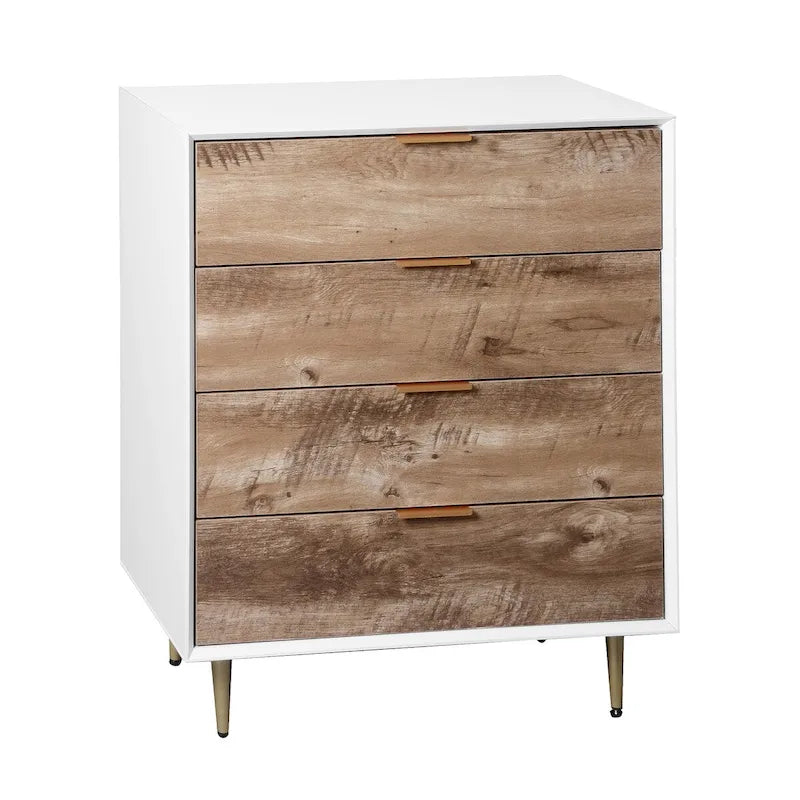 Hoge houten ladekast met 4 laden