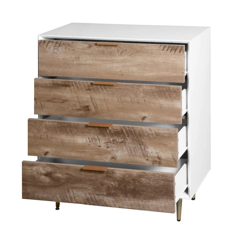 Hoge houten ladekast met 4 laden