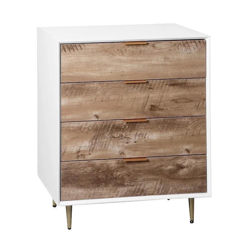 Hoge houten ladekast met 4 laden