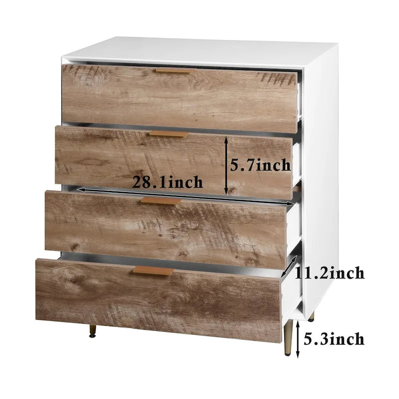 Cómoda alta de madera con 4 cajones