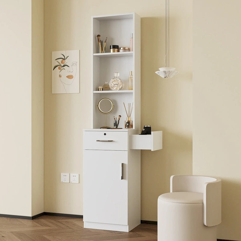 Hochschrank mit Schublade und Halterungen für Haartrockner, 70.87 Zoll hoch