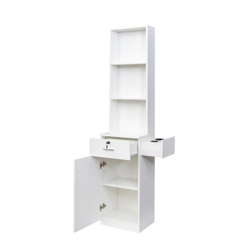 Armoire de rangement haute avec tiroir et supports pour sèche-cheveux, hauteur de 70.87 pouces