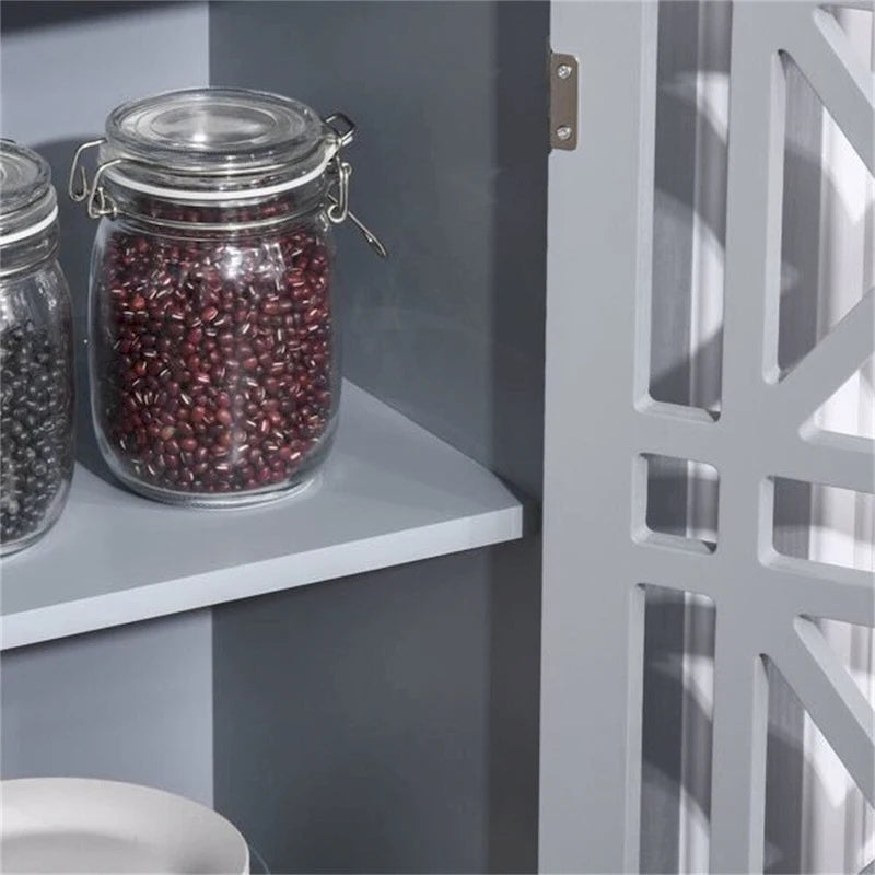 Anti-Toppling Wood Kitchen Storage Cabinet with Doors - N/A