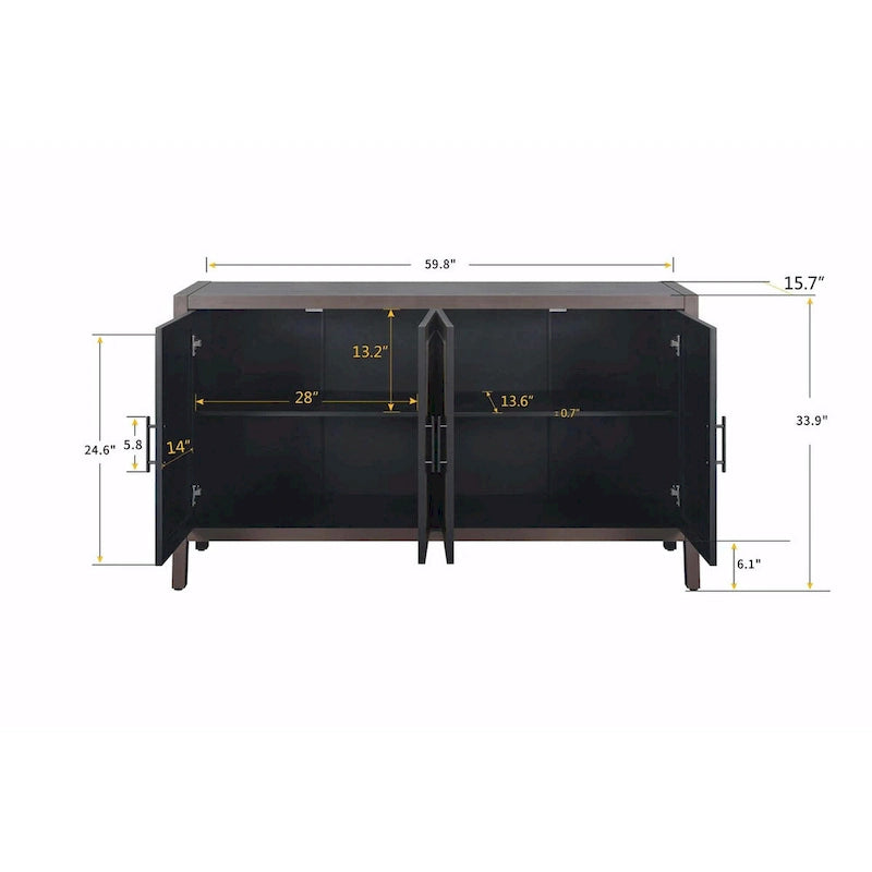 Vintage-Sideboard aus Holz im amerikanischen Landhausstil mit vier Türen