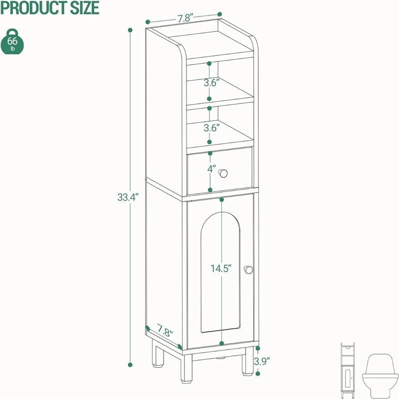 Eckschrank mit Schubladen und Türen – 7.9D x 7.9W x 33.5H