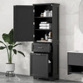 68Tall Bathroom Storage Cabinet, Freestanding Storage Cabinet with Two Different Size Drawers and Adjustable Shelf, MDF Board