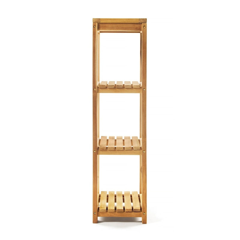Four-Tier Teak Wood Storage Shelf for Bathroom and Shower