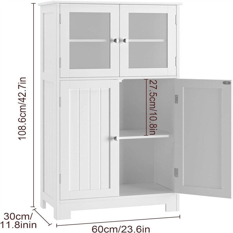 Mobile contenitore con ripiani regolabili e ante in vetro - 11.8D x 23.6W x 42.7H