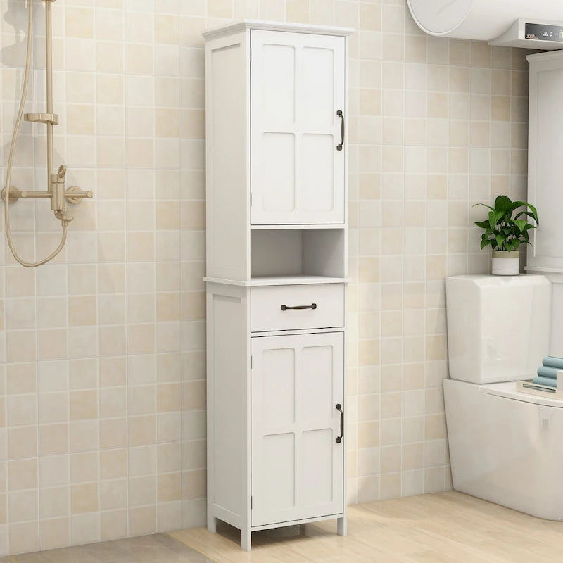 Schmaler, hoher, freistehender Bodenschrank mit zwei Türen – 15.75L * 11.81W * 64.96H