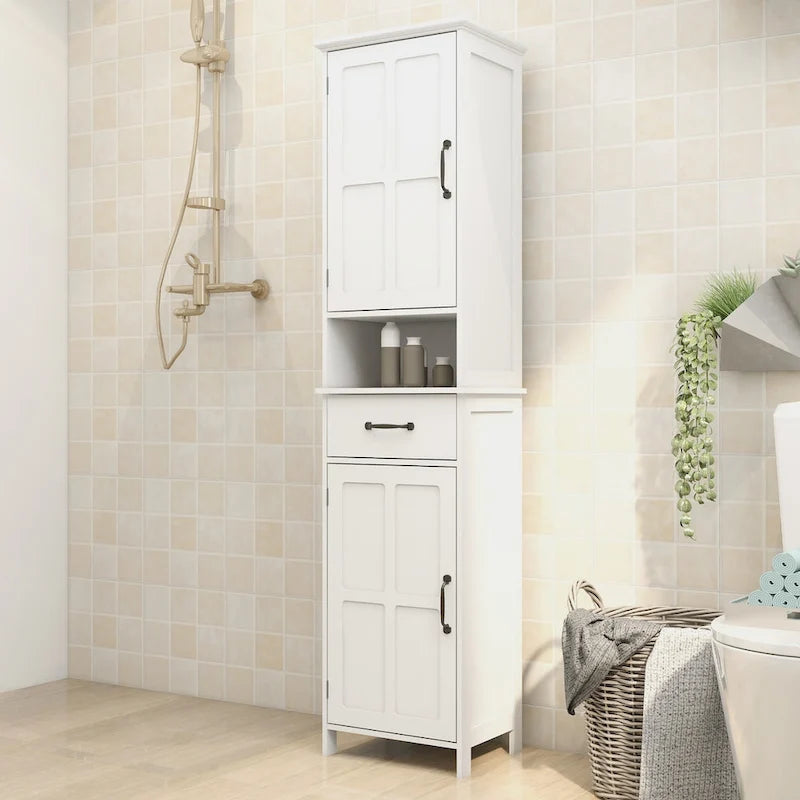 Schmaler, hoher, freistehender Bodenschrank mit zwei Türen – 15.75L * 11.81W * 64.96H