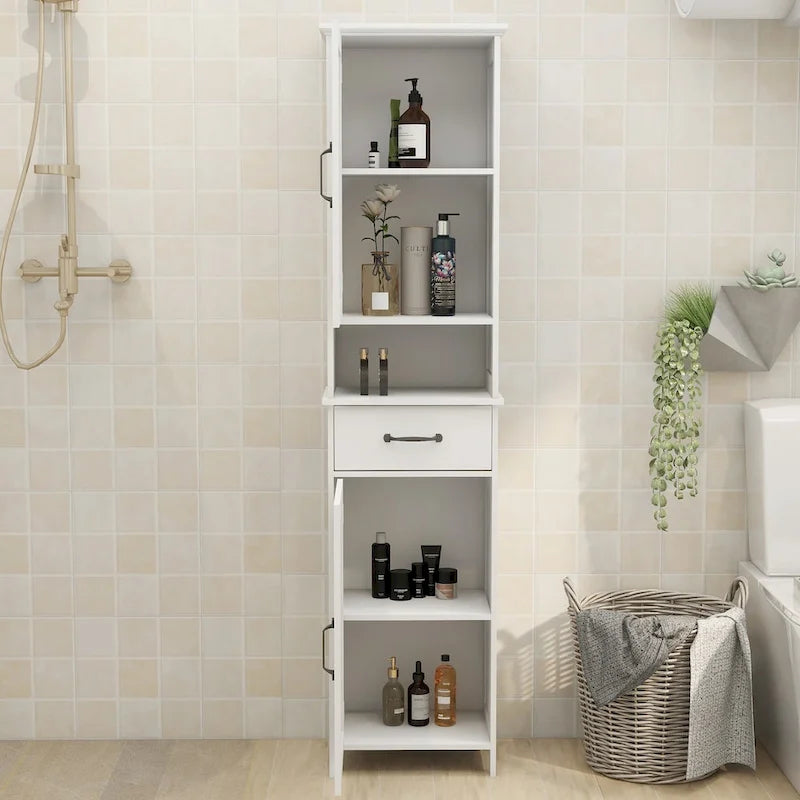 Schmaler, hoher, freistehender Bodenschrank mit zwei Türen – 15.75L * 11.81W * 64.96H