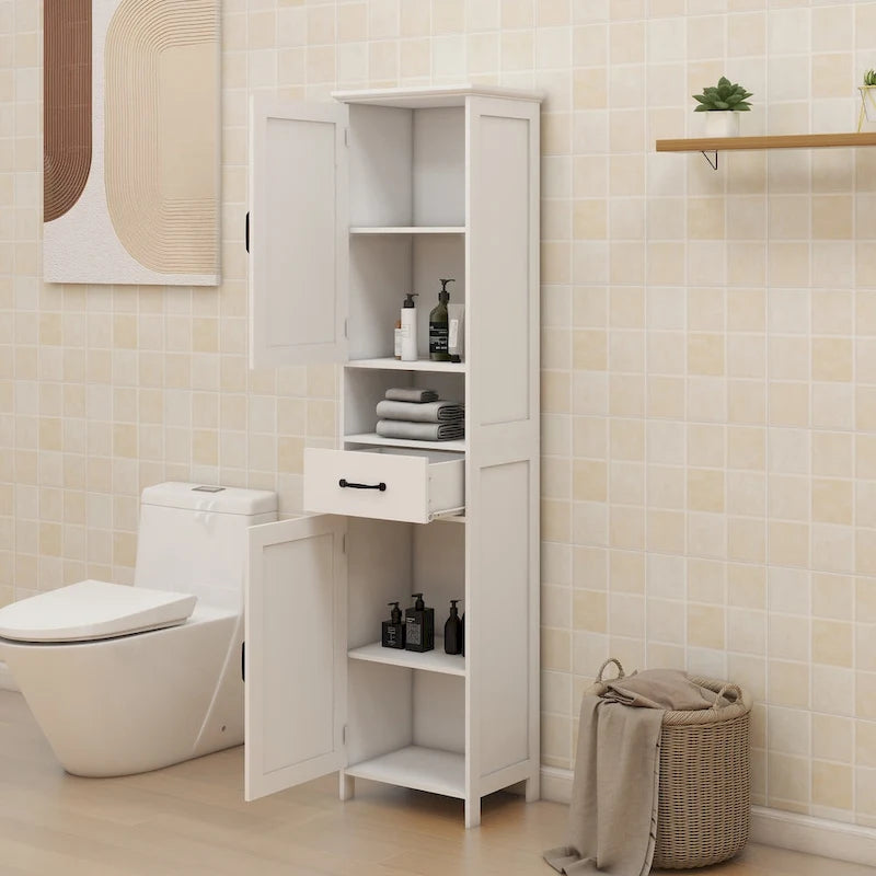 Schmaler, hoher, freistehender Bodenschrank mit zwei Türen – 15.75L * 11.81W * 64.96H