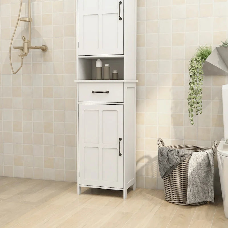 Schmaler, hoher, freistehender Bodenschrank mit zwei Türen – 15.75L * 11.81W * 64.96H