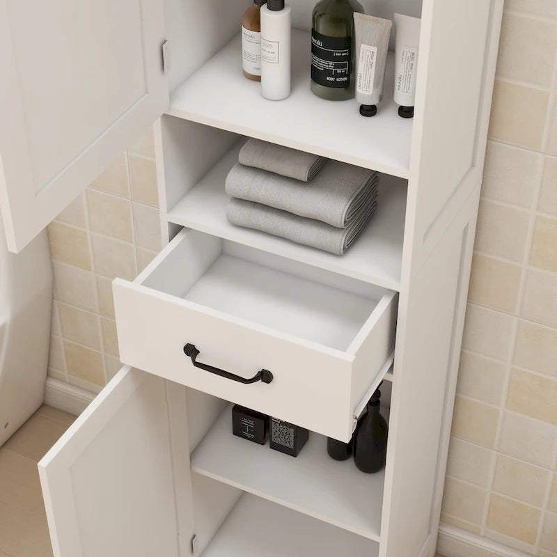 Schmaler, hoher, freistehender Bodenschrank mit zwei Türen – 15.75L * 11.81W * 64.96H