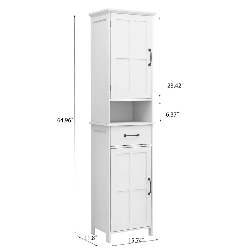 Schmaler, hoher, freistehender Bodenschrank mit zwei Türen – 15.75L * 11.81W * 64.96H