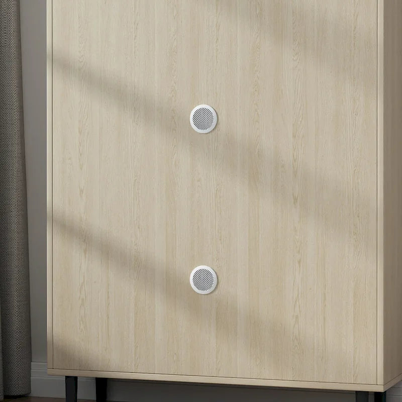 Meuble à chaussures avec porte de grange, organiseur à chaussures avec 2 tiroirs basculants, meuble à chaussures autoportant avec rangement ouvert